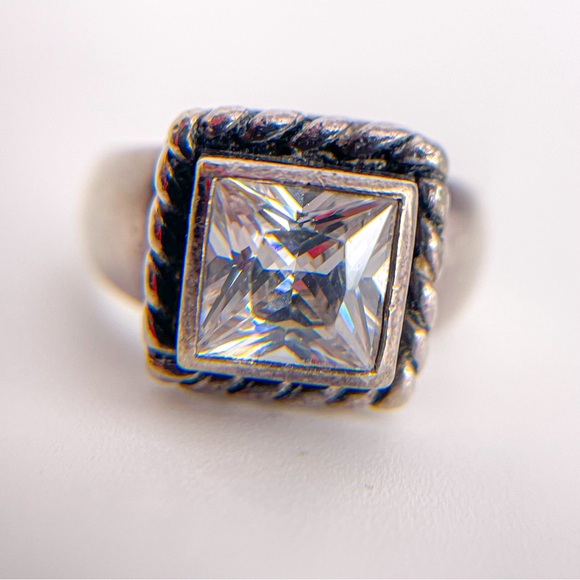 Silpada Sterling 925 Silver Elizabeth CZ Braided Rope Frame Ring. Size 6. - Picture 4 of 11